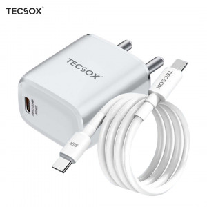 TecSox 35W GaN Type-C Charger | Type-C to C Cable | Fast, Compact & Efficient Power Solution- Pack of 5