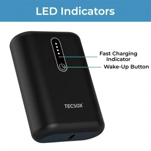 Tecsox 10000 -mAh 22.5W Li-Polymer Fast charging Power Bank (Black)- Pack of 5