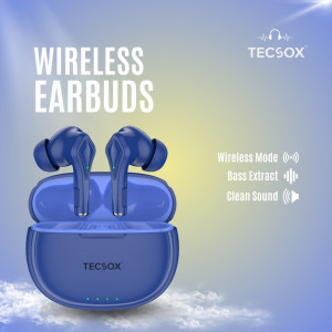 TecSox Neo231 Wireless Earbuds — Deep Bass, 30 Hr Playtime, Bluetooth 5.3, IPX4 Water-Resistant & Ergonomic Fit