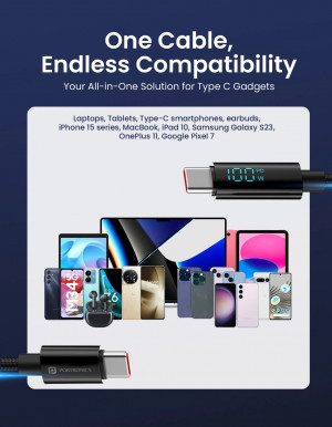 Portronics Konnect View 100W Type C to Type C Cable Pack of  10