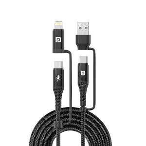 Portronics Konnect J8 3-in-1 (USB A + Type C to 8 Pin + Type C) Fast Charging Cable Pack of 10
