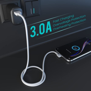 Portronics Konnect L 1.2M Fast Charging 3A Micro USB Cable with Charge & Sync Function Pack of 10