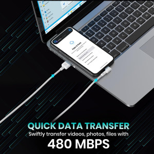 Portronics Konnect L 2M Fast Charging 3A 8 Pin USB Cable Pack of 10