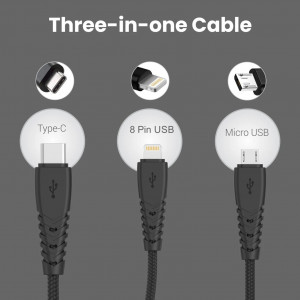 Portronics Konnect A Trio 3-in-1 Multifunctional Cable Pack of 10