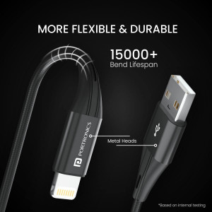 Portronics Konnect B+ 8 Pin Usb Cable Pack of 10