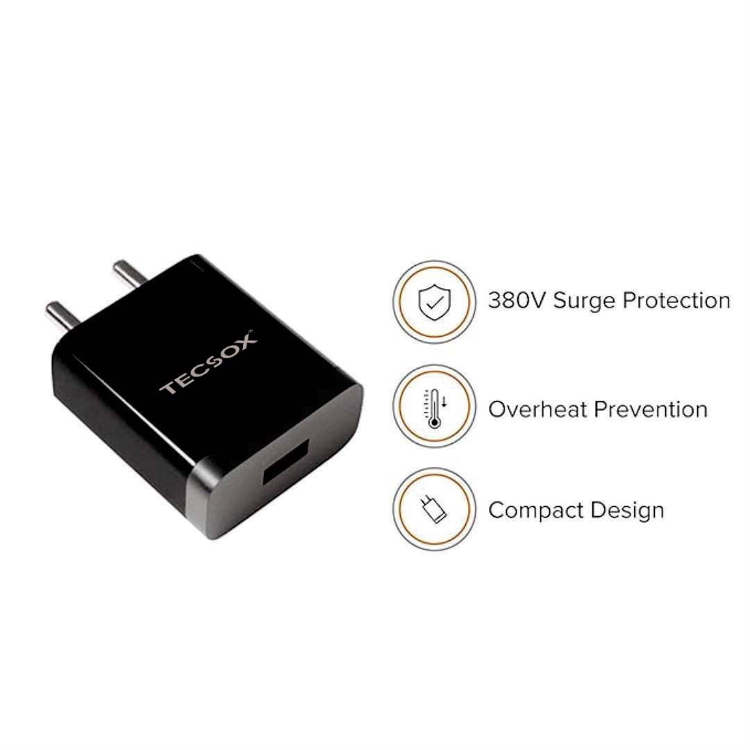 TecSox USB 3A Wall Charger — Compact Fast Charger- Pack of 5