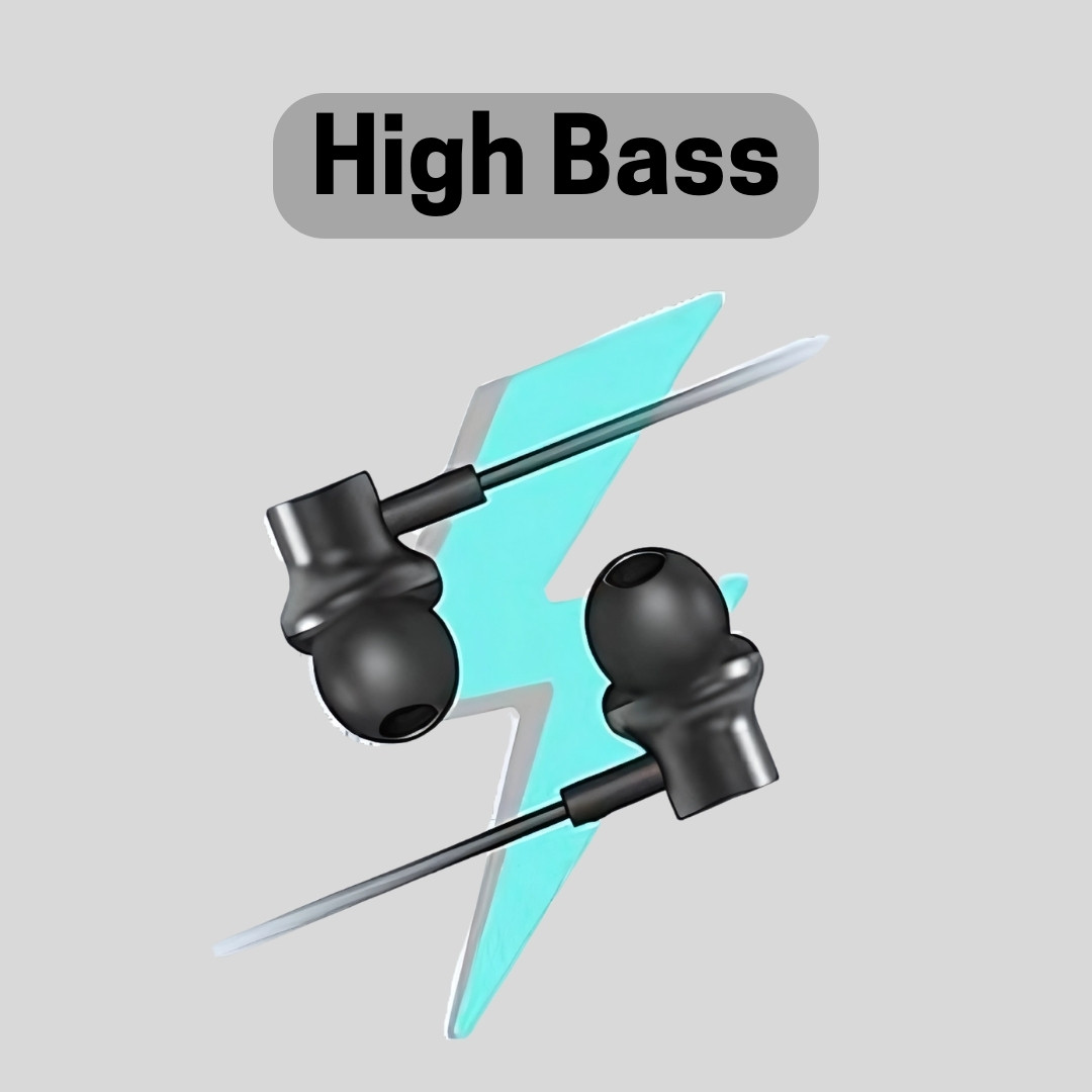 Tecsox BassBuds Earphones with Mic|High BASS 12mm Powerful Driver,Type C Wired Headset, Black- Pack of 5